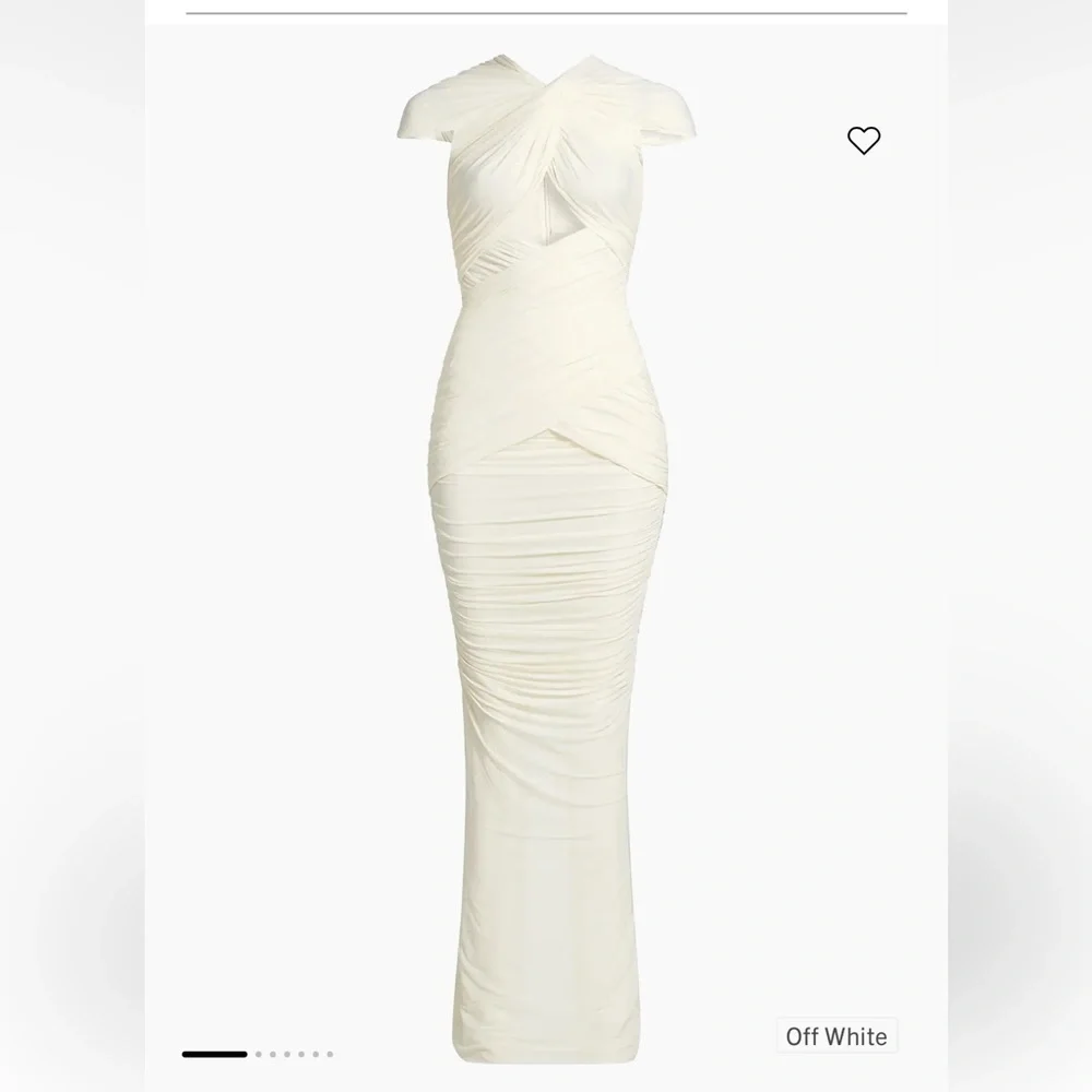 Ronny Kobo Nasha Twist-Front Cut-Out Maxi Dress in Off White - Picture 2 of 7